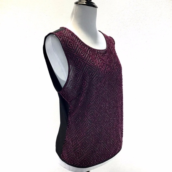 ❌SOLD❌ESCADA Purple Beaded Tank Stretchy Medium - Picture 2 of 8